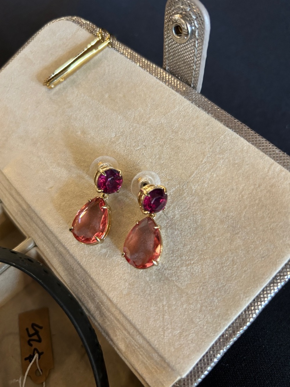 Kate Spade Gold-Tone Pink Drop Earrings with Fuchsia Accent